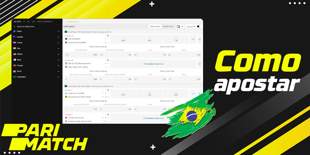 Como um usuário brasileiro pode apostar em futebol no site da Parimatch