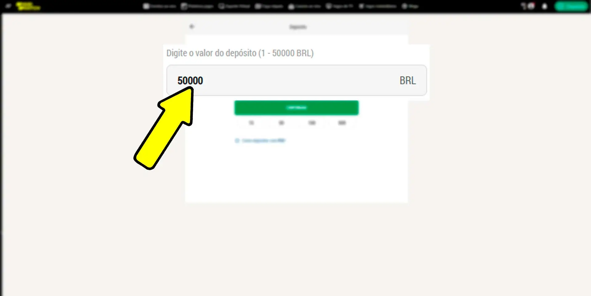 Inserção da quantidade necessária de entrada de dinheiro