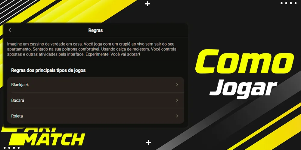Instruções sobre como jogar os vários jogos