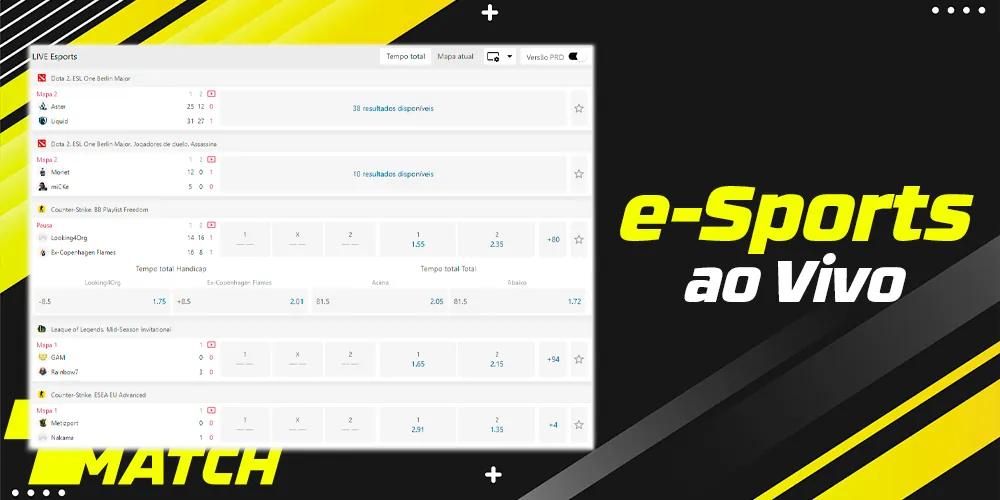 Apostas cibernéticas em esportes ao vivo