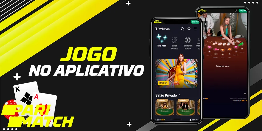 Jogo de blackjack no aplicativo móvel