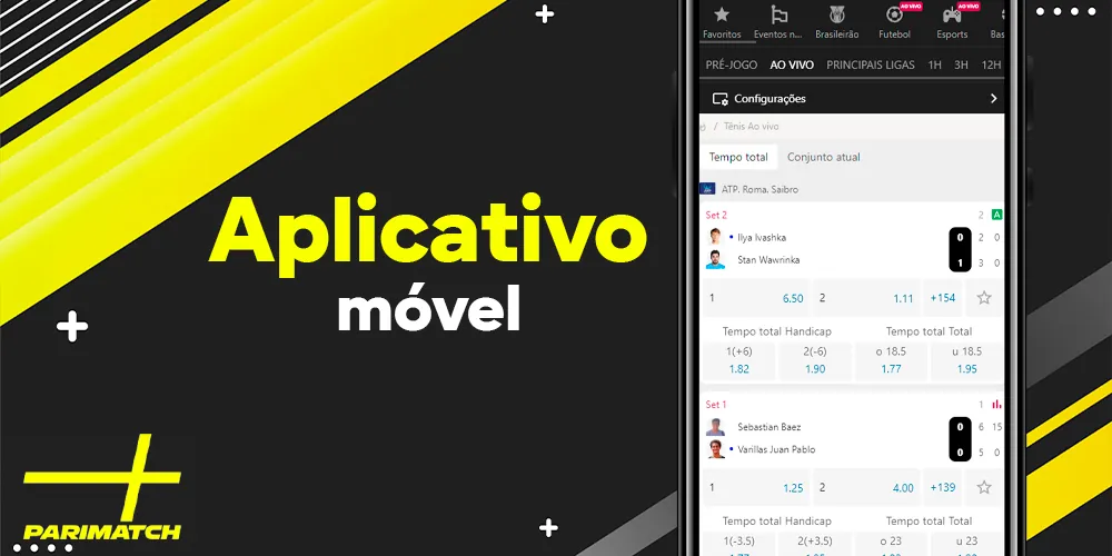 Aplicativo móvel para apostas em tênis