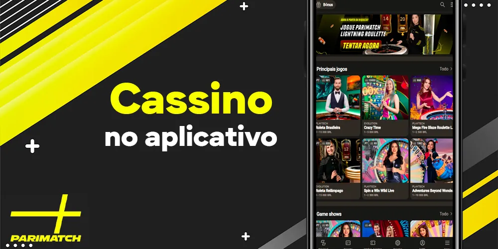 Diversos jogos de cassino no aplicativo Parimatch