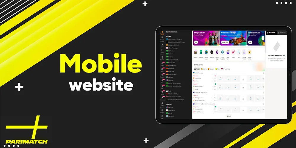 Versão móvel do site da Parimatch para jogadores brasileiros