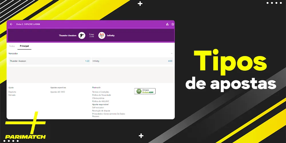 Tipos de apostas em partidas de Dota 2