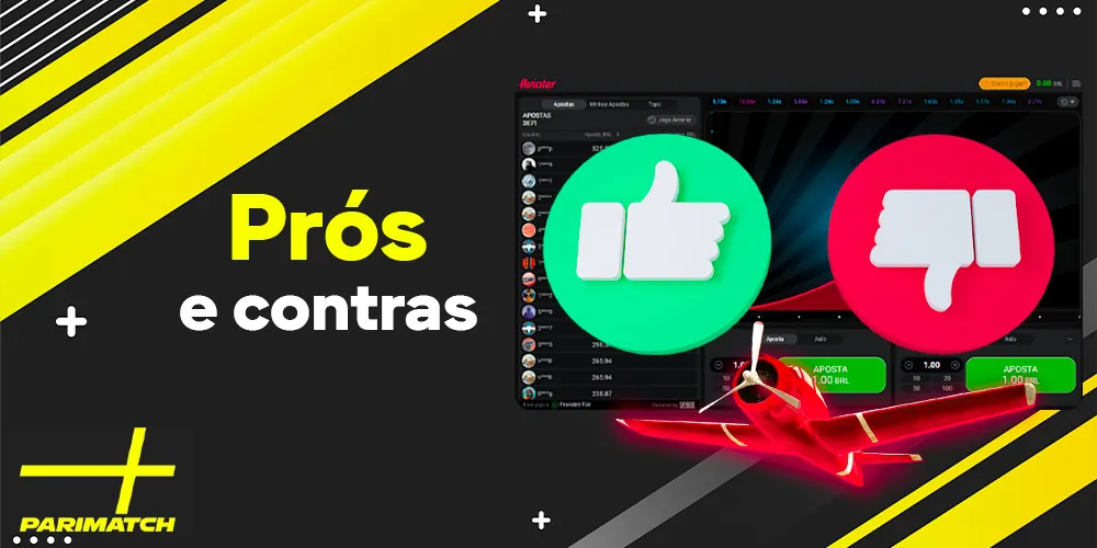 Prós e contras do jogo Aviator